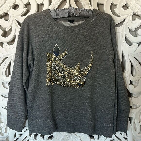 J. Crew rhino sequin sweatshirt RARE - Picture 2 of 6
